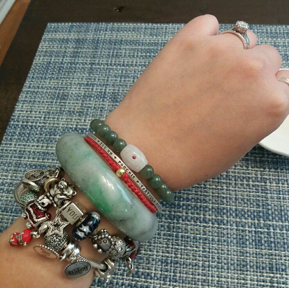 Barrel Jadeite Jade Chinese Red String Bracelet - Picture 7 of 8